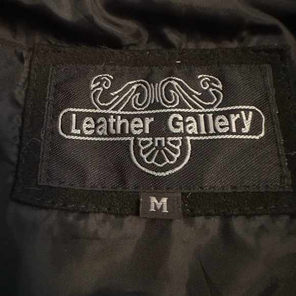 Vtg Leather Gallery Black Suede & Leather Jacket Fringe Faux Bone Beads - Picture 7 of 7